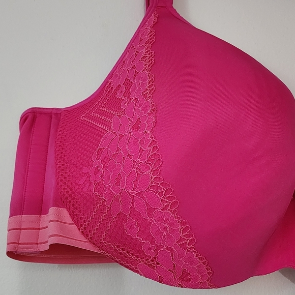 Cacique Women's lightly lined balconette Size 50DDD pink lace bra - Picture 3 of 11